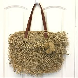 Anthropologie Beachgold Straw Tote NWOT